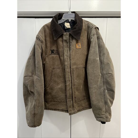 VTG Carhartt J22 CHT Chestnut Arctic Quilt-Lined Duck Work Jacket Sz XXL TALL